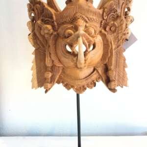 Wooden Dragon mask on stand