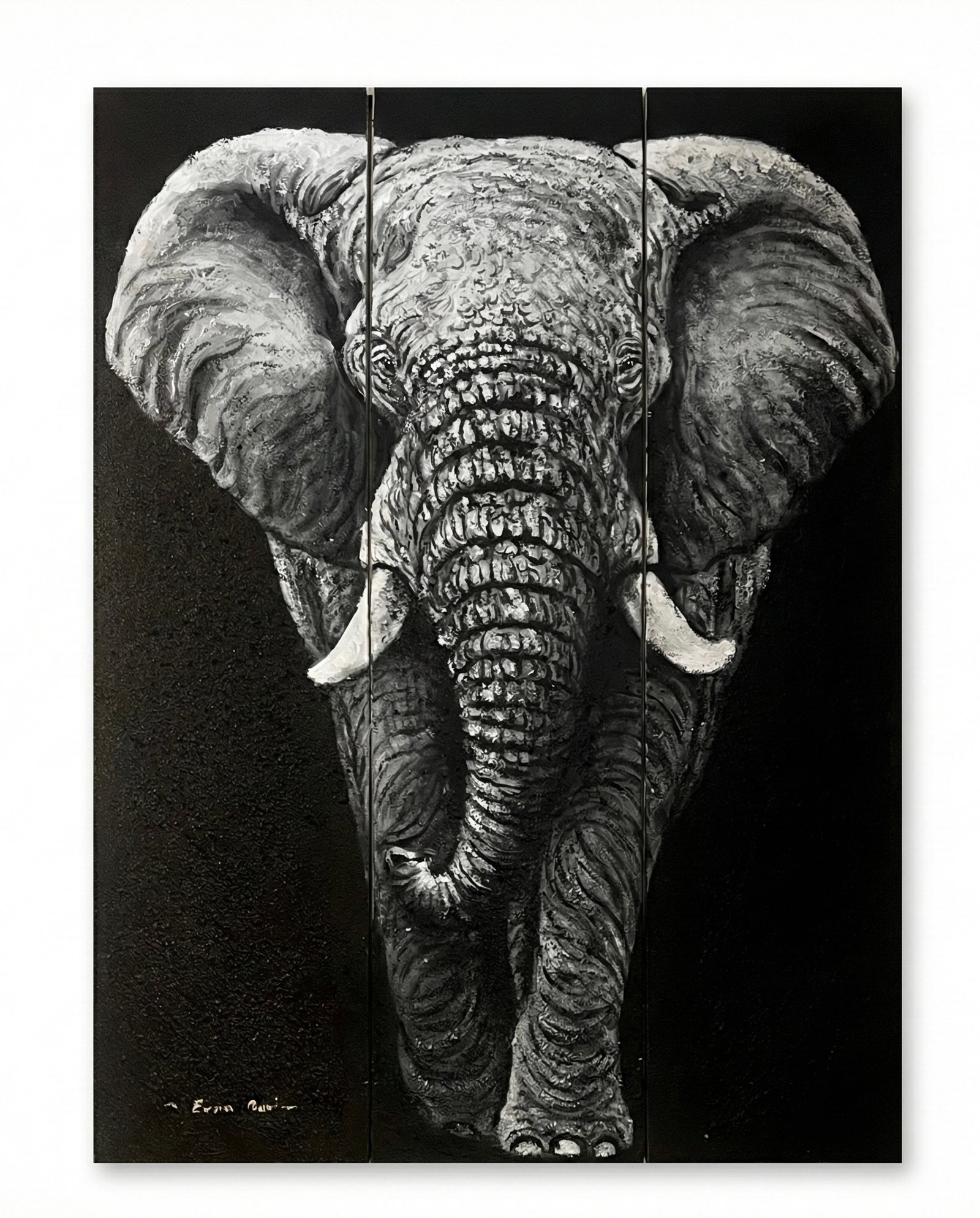 Silence that speaks elephant on sand texture