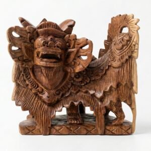 Balinee Barong sculpture sur bois (bois de suar)