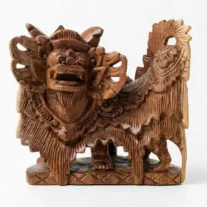 Balinee Barong sculpture sur bois (bois de suar)