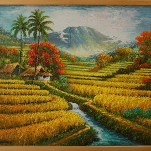 Rice field view on canvas