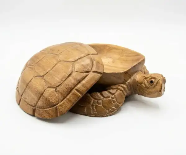 Bol à tortue avec couvercle (bois de suar)