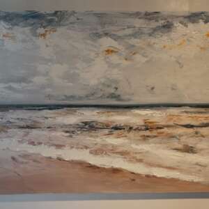 Serene Beachscape on Pallet Painting