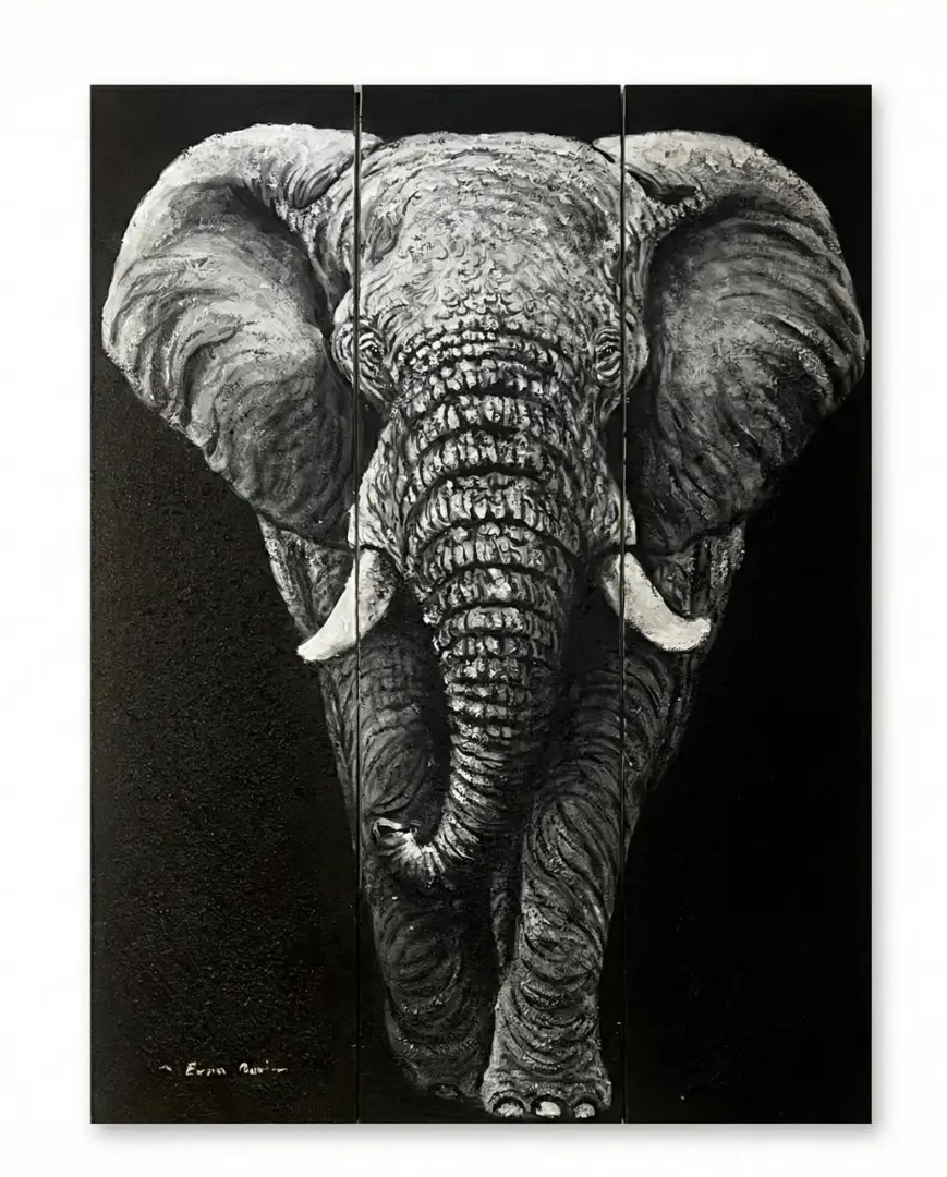 Silence that speaks elephant on sand texture