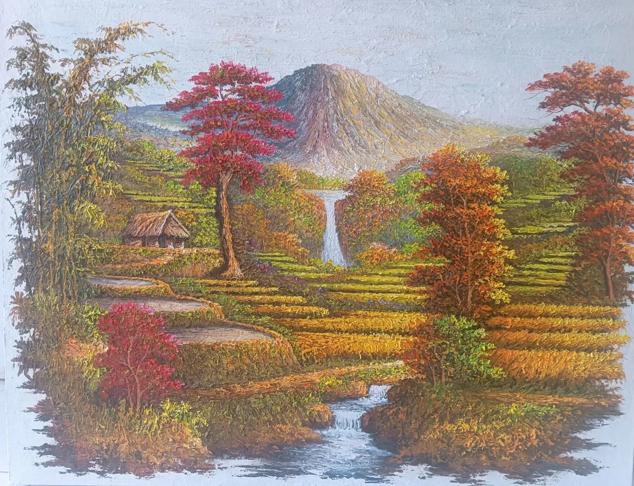 Gandara original Balinese landscape painting ready to ship painting from Bali