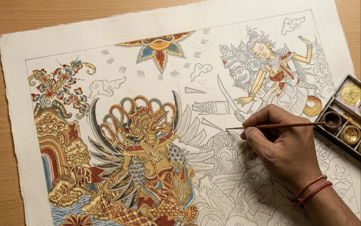Kamasan Painting Bali — Artist Hand Technique Klungkung Traditional Process kamasan-painting-bali-artist-hand-technique-klungkung-traditional
