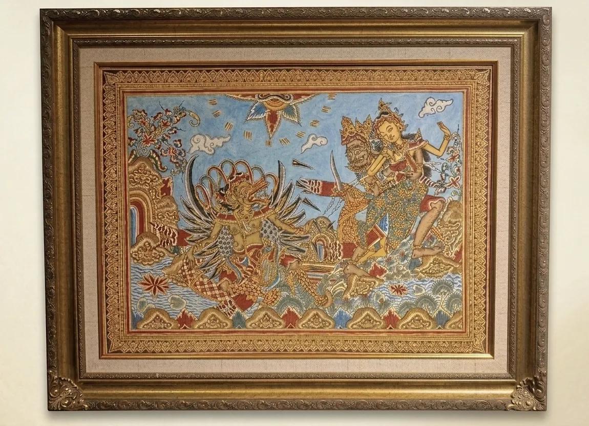 Kamasan Painting Bali — Original Garuda Ramayana Framed Gold, Arts of Bali kamasan-painting-bali-original-garuda-ramayana-framed-gold