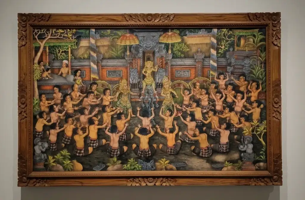 Ubud Style Painting: How a Dutch Artist and a Balinese Village Changed Art History - Arts of Bali ubud painting bali kecak dance ramayana scene original traditional balinese painting for sale