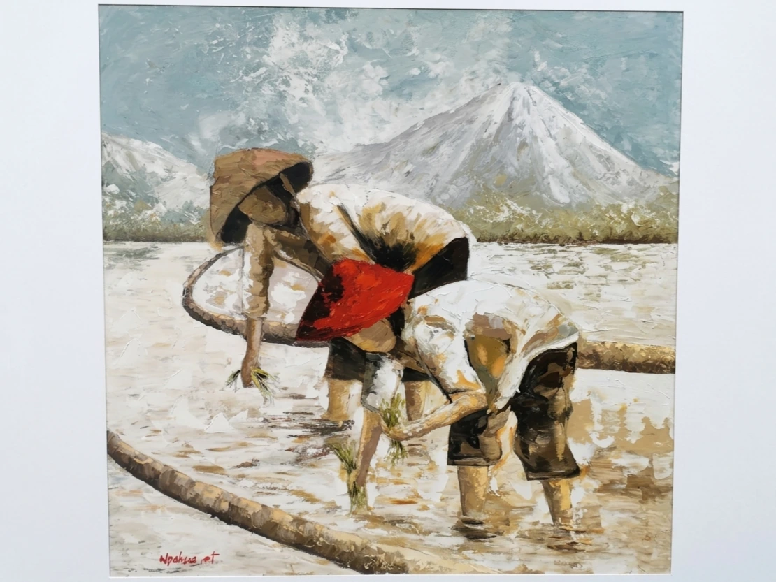 Farmer's Planting Rice Painting - Arts of Bali Farmer's Planting Rice Painting