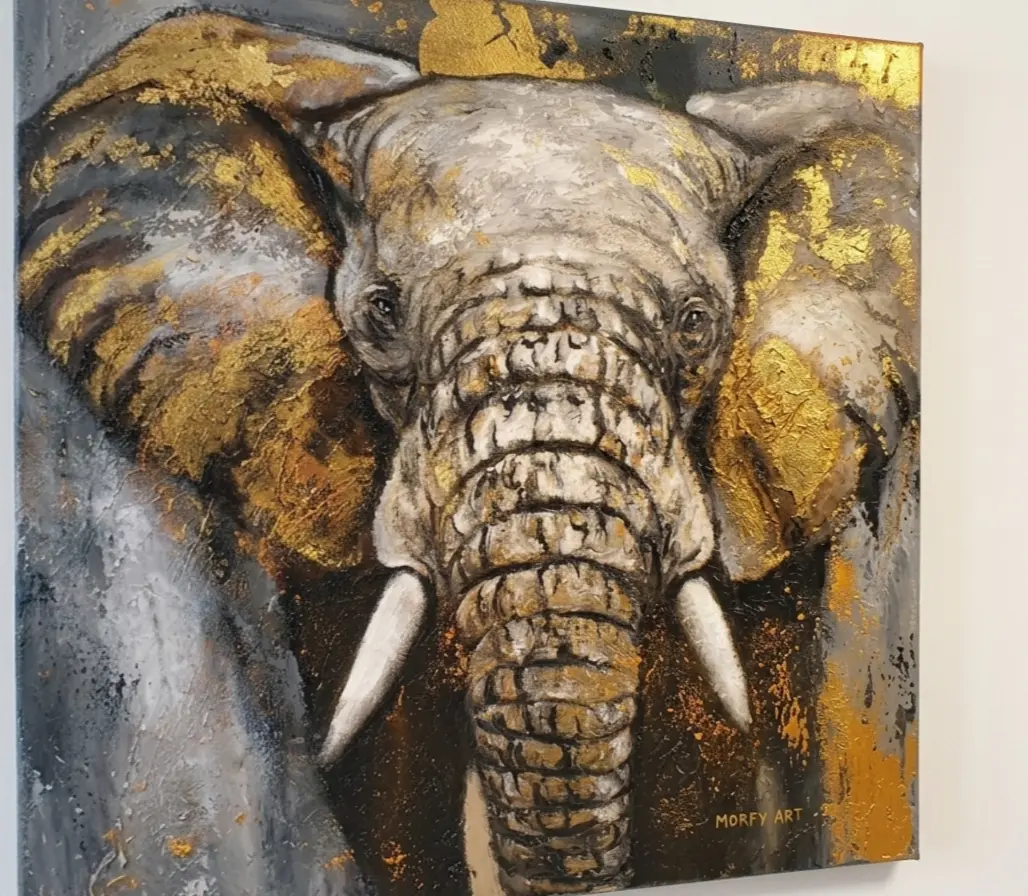 Golden Elephant Painting - Arts of Bali Golden Elephant Painting - Image 2