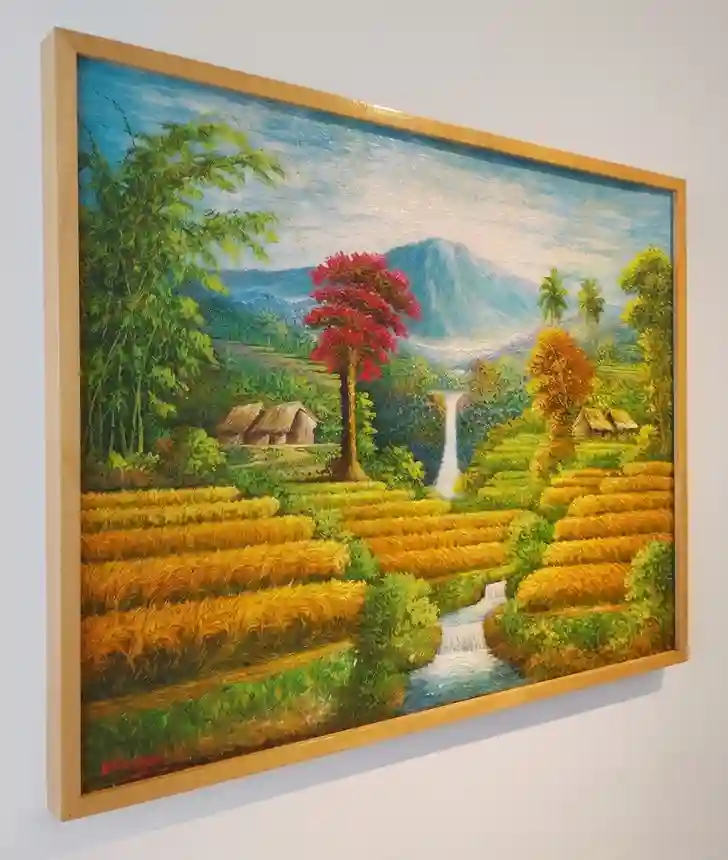 Mountain Rice Field Scenery Painting - Arts of Bali Mountain Rice Field Scenery Painting - Image 2