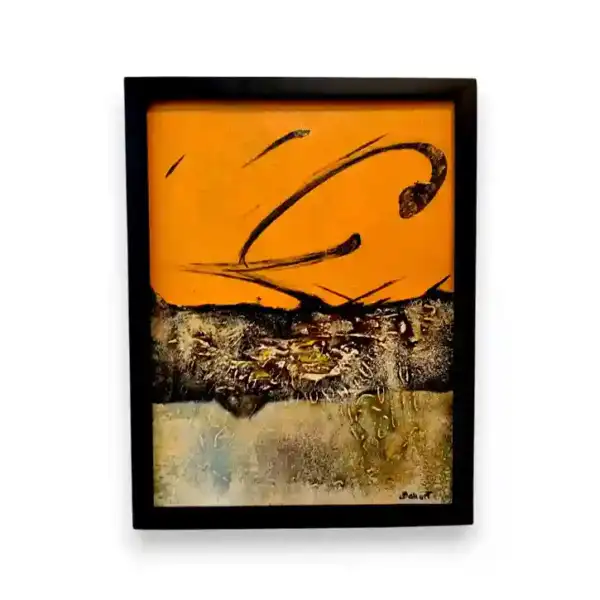 Urban Rhythm Painting — full canvas view of original abstract gold urban rhythm painting, Arts of Bali gallery Seminyak