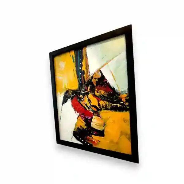 Crimson Peak Painting — angled view of original abstract crimson and white painting, Arts of Bali gallery Seminyak