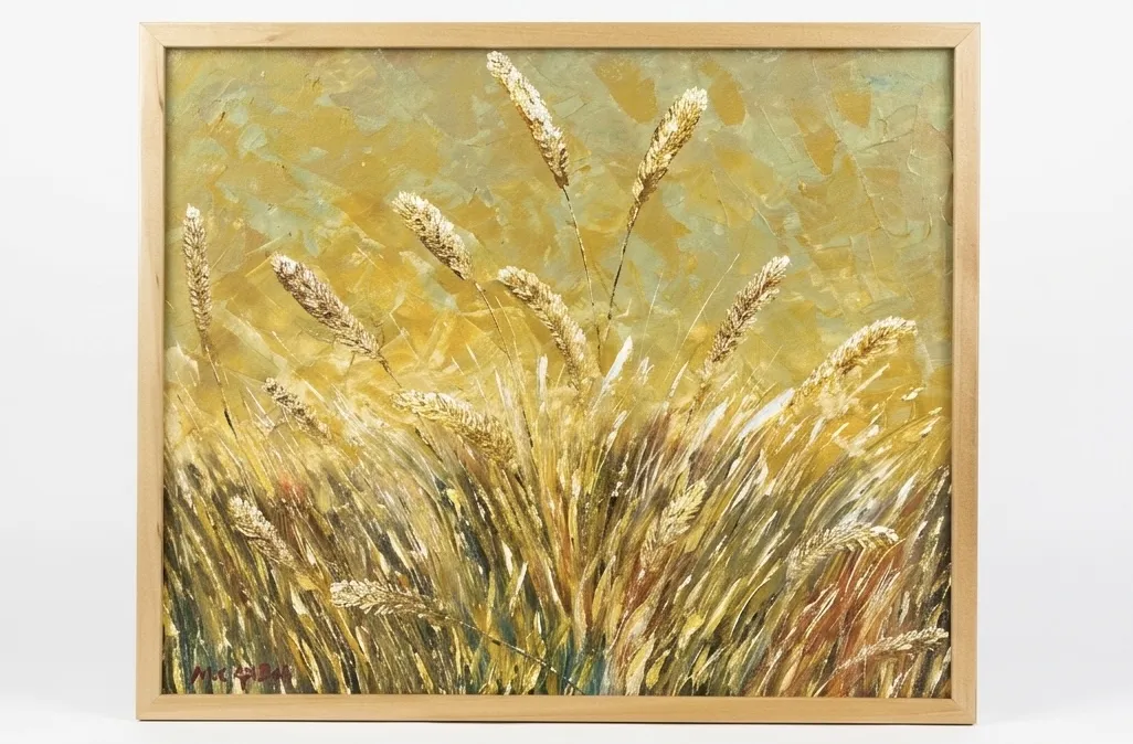 Bali painting price — small format botanical palette knife painting showing gallery quality at a compact, accessible scale