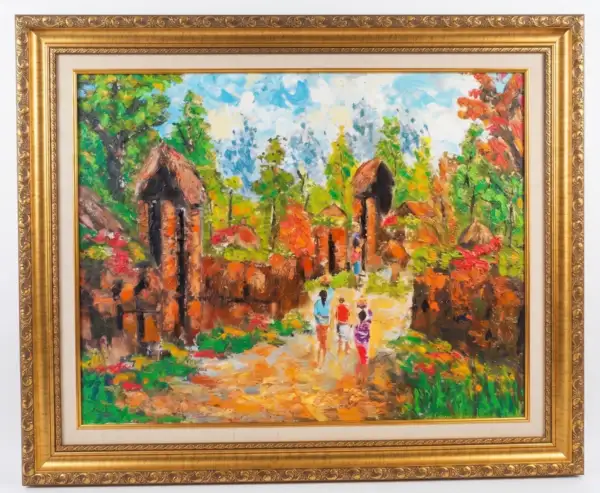 Peinture représentant un village balinais