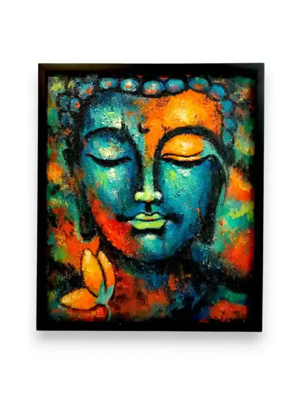 Mystic Buddha Reflection Painting — full canvas view of original Balinese Buddha meditation painting, Arts of Bali gallery