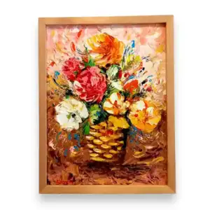 Floral Basket Palette Knife Painting