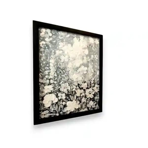 Floral Symphony Painting — angled view of original Balinese tropical bunga flower painting, Arts of Bali gallery Seminyak