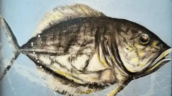 Deep Sea Shimmer Painting — original Balinese deep ocean painting with shimmering tropical fish, Arts of Bali gallery Seminyak