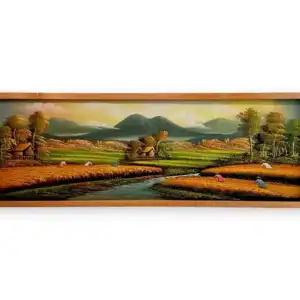 Horizontal Rice Field Landscape Painting
