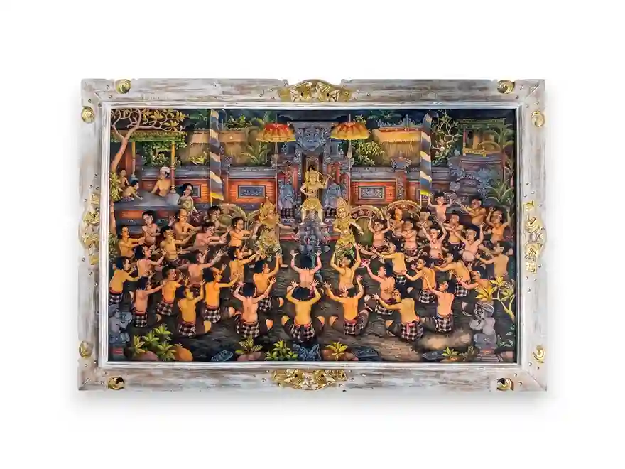 The Sacred Kecak Fire Dance Painting - Arts of Bali The Sacred Kecak Fire Dance Painting