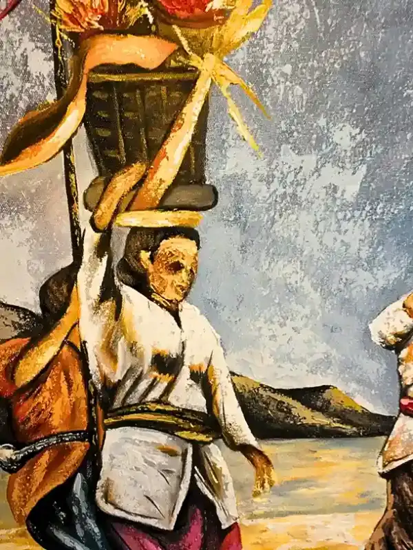 Traditional Balinese Ritual Procession Painting - Image 3
