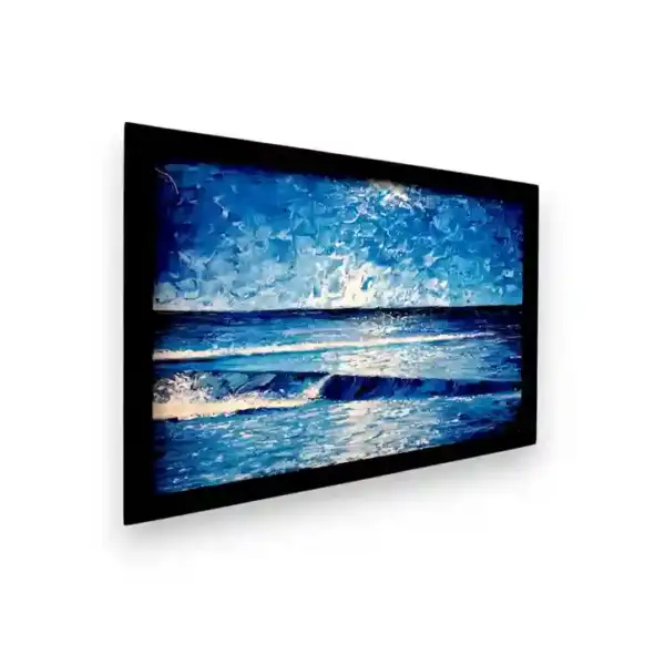 Deep Horizon Blue Wave Painting - Image 2