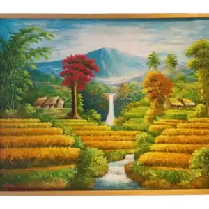 Mountain Rice Field Scenery Painting
