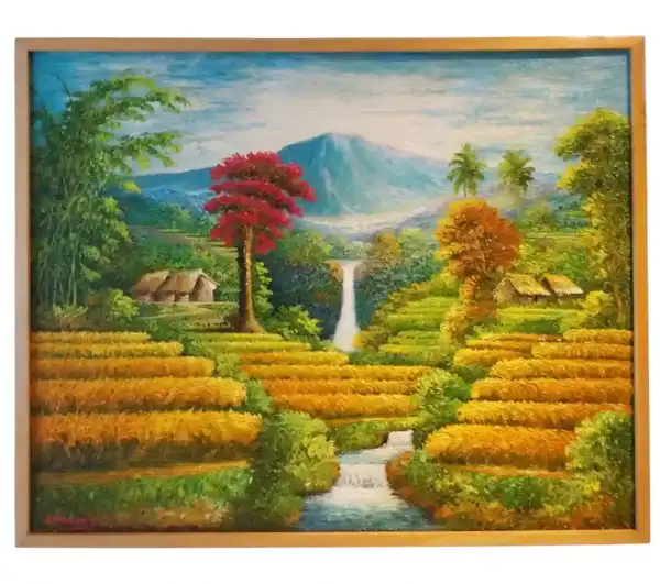 Mountain Rice Field Scenery Painting