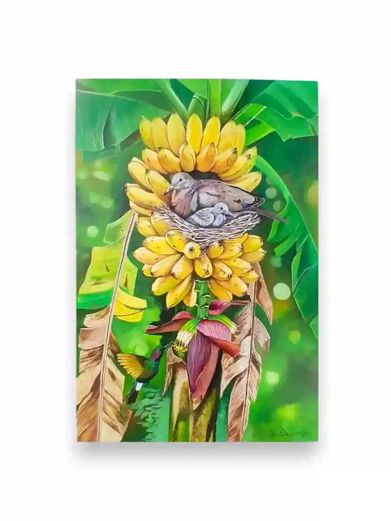 The Abundant Sanctuary — full canvas view of original Balinese tropical garden painting, Arts of Bali gallery Seminyak