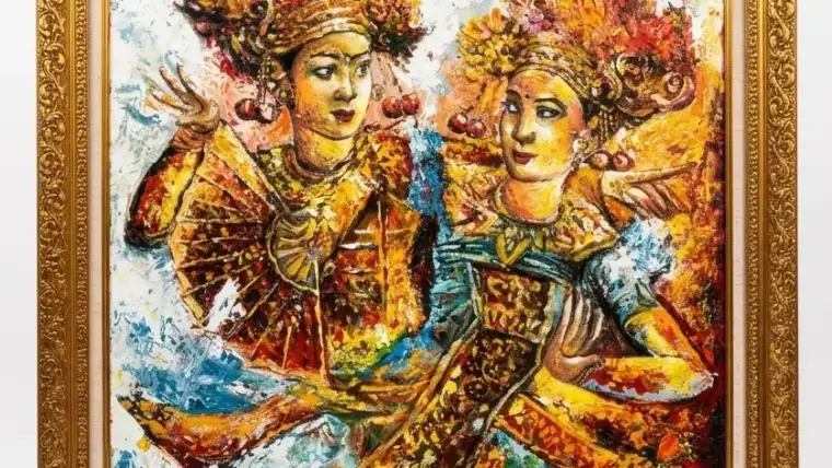 Balinese Women Painting: Original Art Depicting Devotion, Ceremony, and Daily Life
