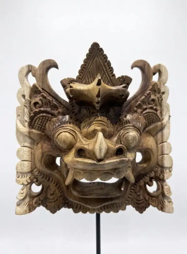 Balinese Barong guardian face mask — hand-carved and painted wood carving from Bali, Arts of Bali gallery Seminyak