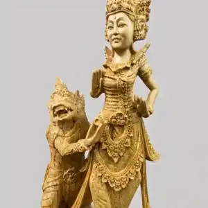 Exclusive Sita and Hanuman — original Balinese wood carving depicting Ramayana characters, Arts of Bali gallery Seminyak