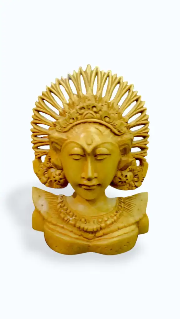 Balinese Janger half-body wood carving sculpture — hand-carved female dancer bust, Arts of Bali gallery Seminyak