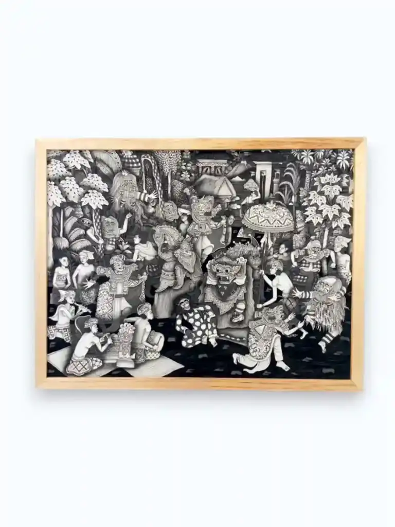 The Mythological Heritage — full canvas view of original Balinese Hindu mythological painting, Arts of Bali gallery Seminyak