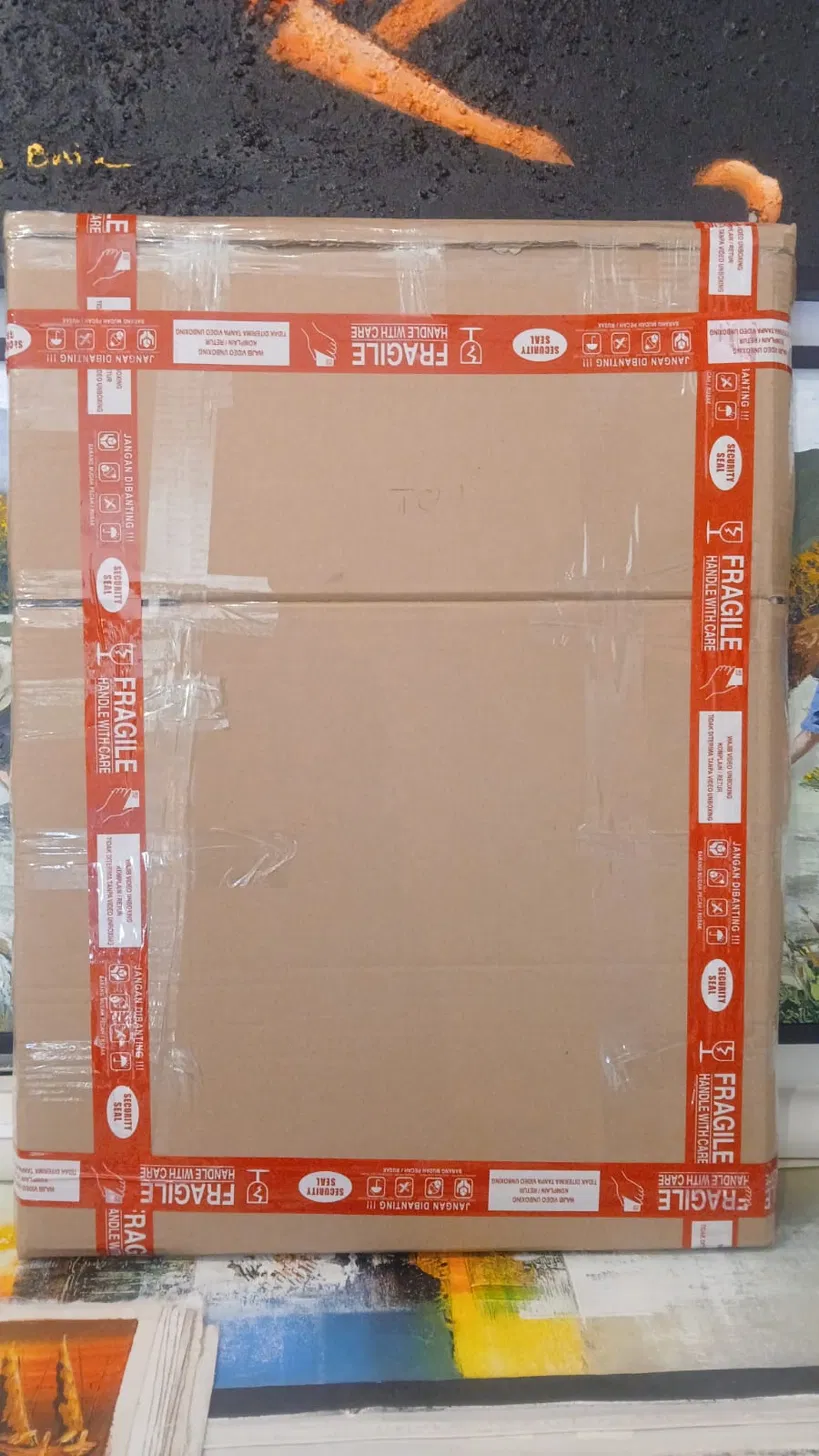 Custom portrait painting sealed and packed for international shipping from Arts of Bali gallery, Seminyak Bali