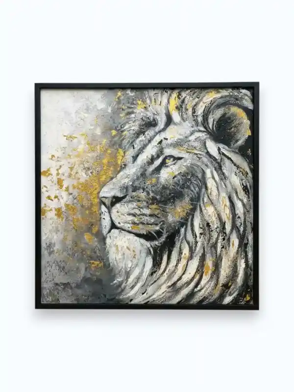 The Majestic Lion Monarch — original Balinese wildlife painting of a regal lion portrait, Arts of Bali gallery Seminyak