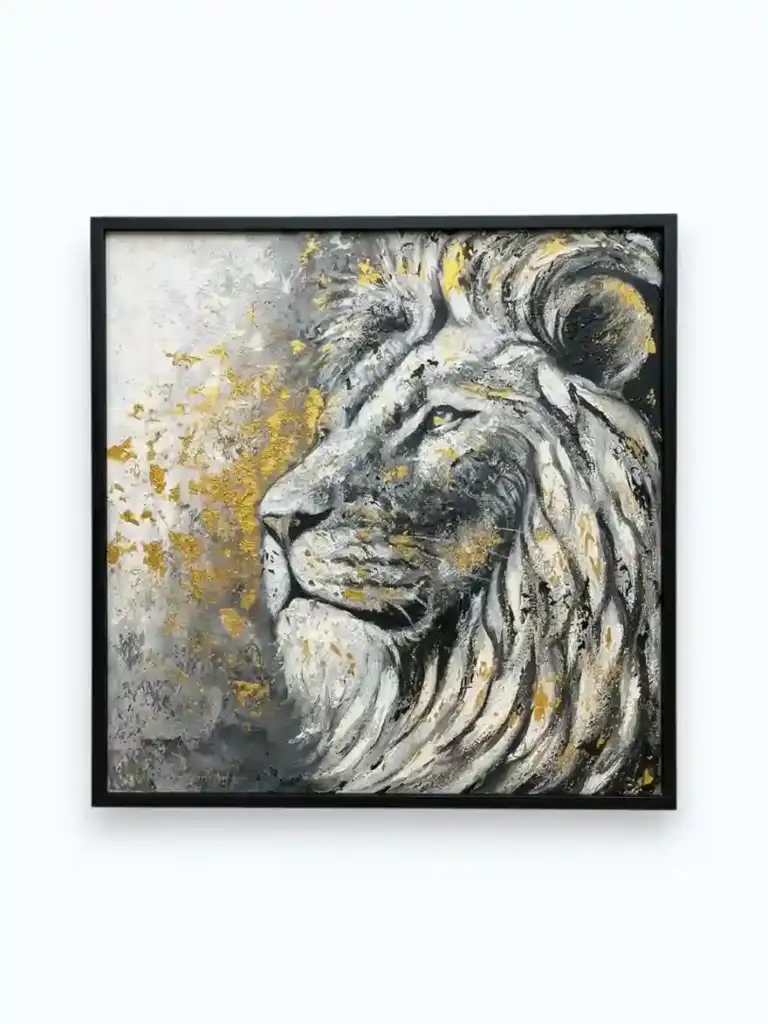 The Majestic Lion Monarch — original Balinese wildlife painting of a regal lion portrait, Arts of Bali gallery Seminyak
