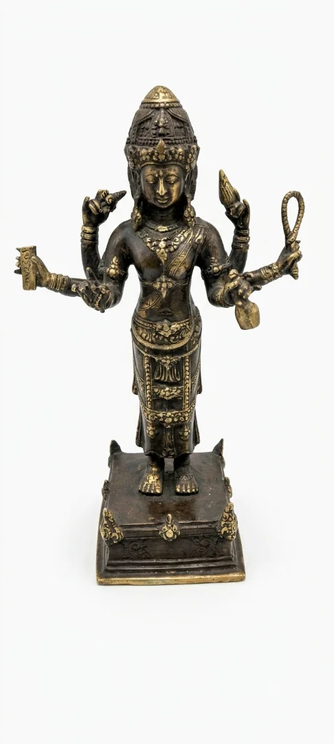 bali bronze statue of brahma four arms dark patina finish 33cm arts of bali