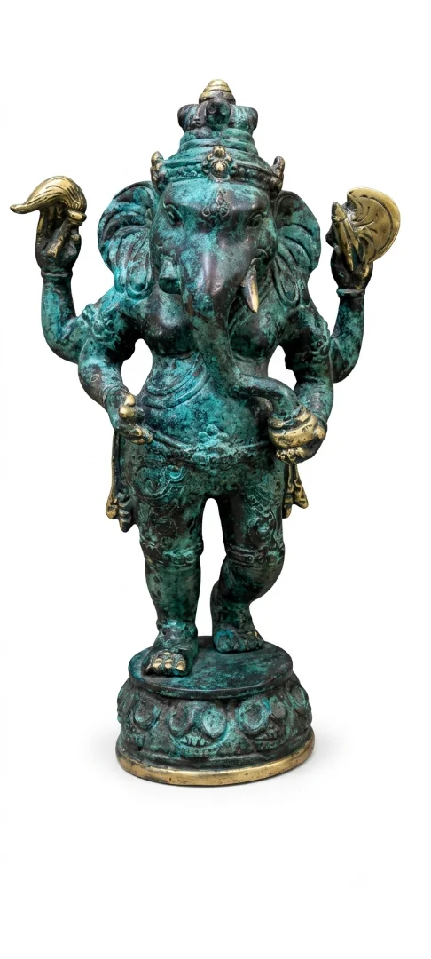 bali bronze ganesha statue green patina finish compared to silver finish 28cm arts of bali