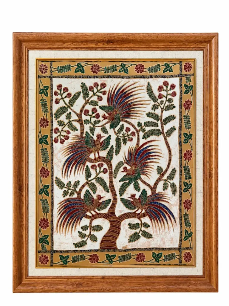 batik cendrawasih painting bird of paradise framed wax-resist art arts of bali seminyak