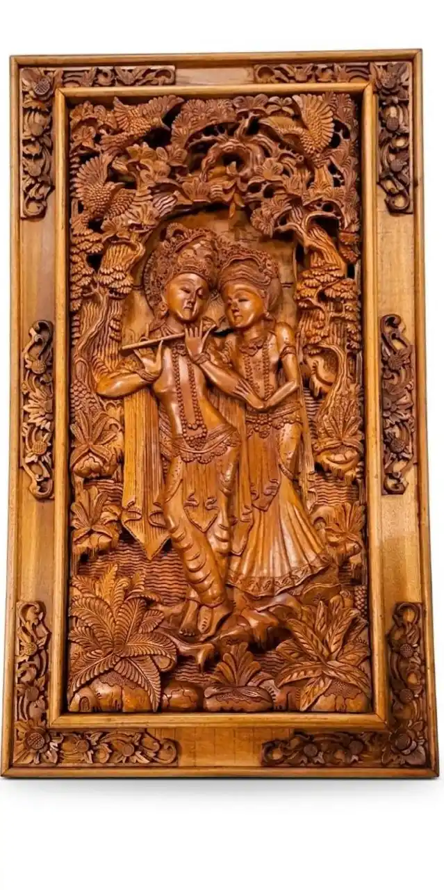rama and shinta antique style wood relief sculpture ramayana 60x100cm arts of bali