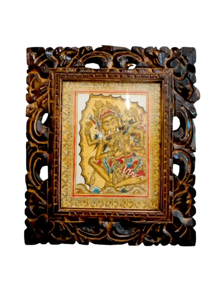 Kamasan Ganesha Painting: Bali's Elephant God in Two Sacred Techniques - Arts of Bali kamasan ganesha painting classical wayang gold frame arts of bali seminyak