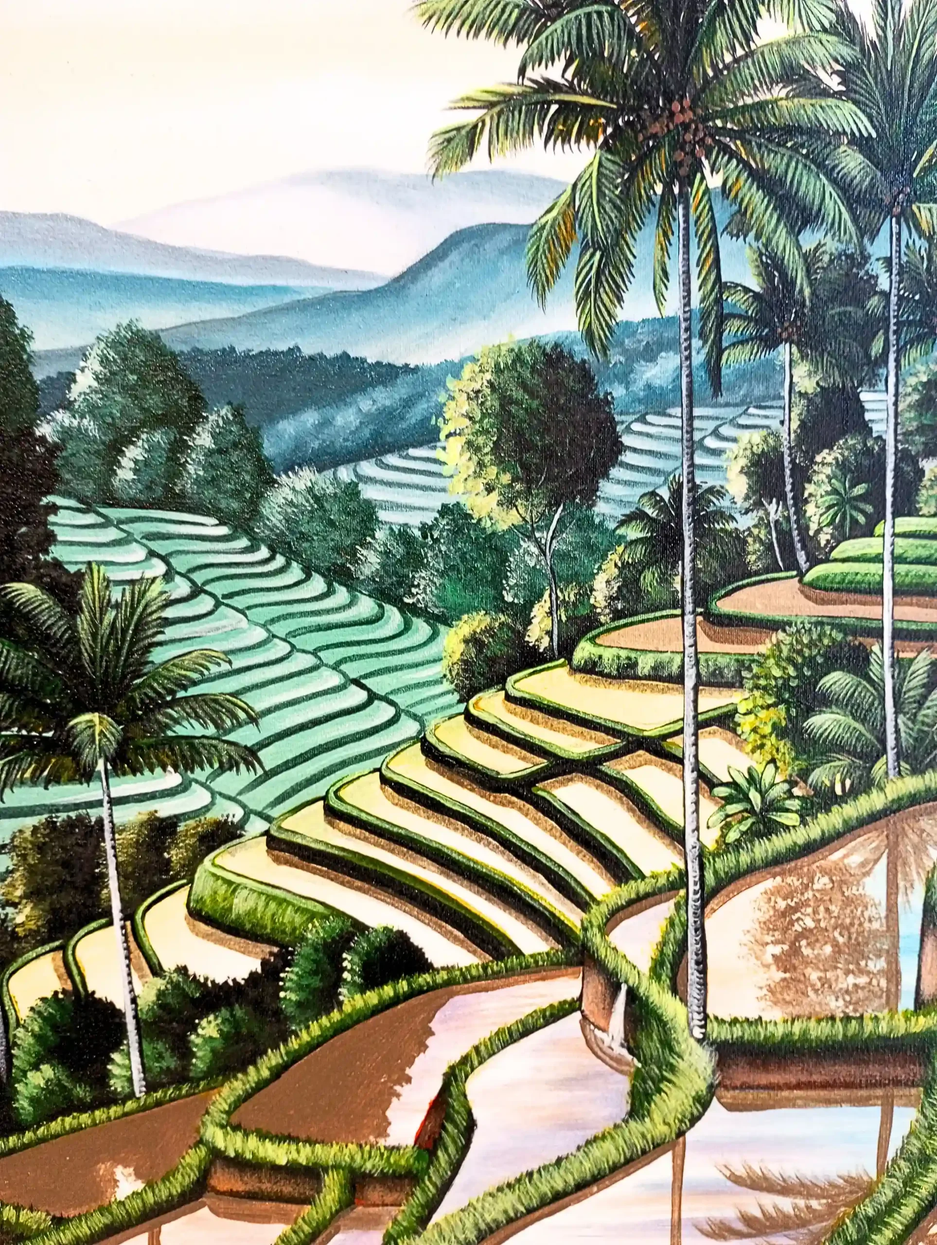 The Serene Emerald Valley Painting - Arts of Bali The Serene Emerald Valley Painting - Image 3