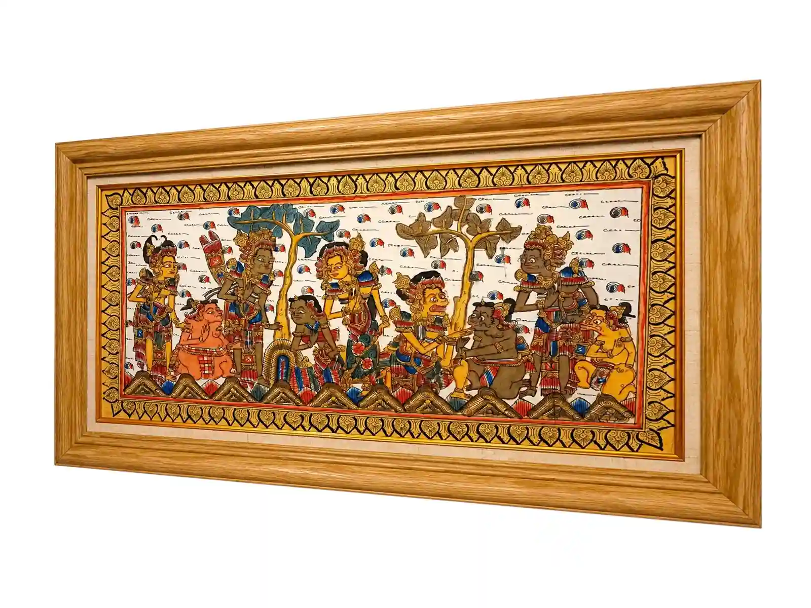 Gold leaf detailing on a Kamasan painting of the Mahabharata, the same prada gold leaf tradition used on Balinese textiles
